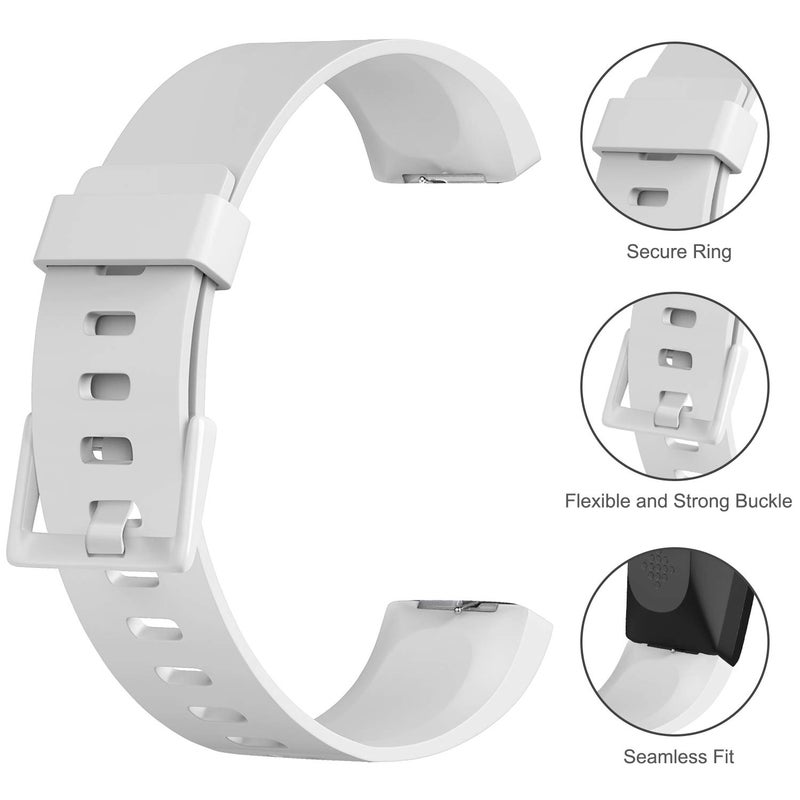 Meliya Pack 3 Silicone Bands for Fitbit Inspire HR & Fitbit Inspire 2 &Fitbit Inspire & Ace 2 Replacement Wristbands for Women Men Small Large (White+Pink+Gray, Small: for 5.5"-7.9" wrists) - Image 2